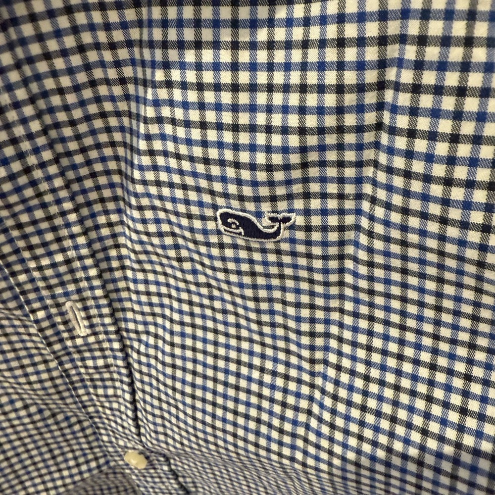 Vineyard Vines boy’s Navy and White Gingham Shirt